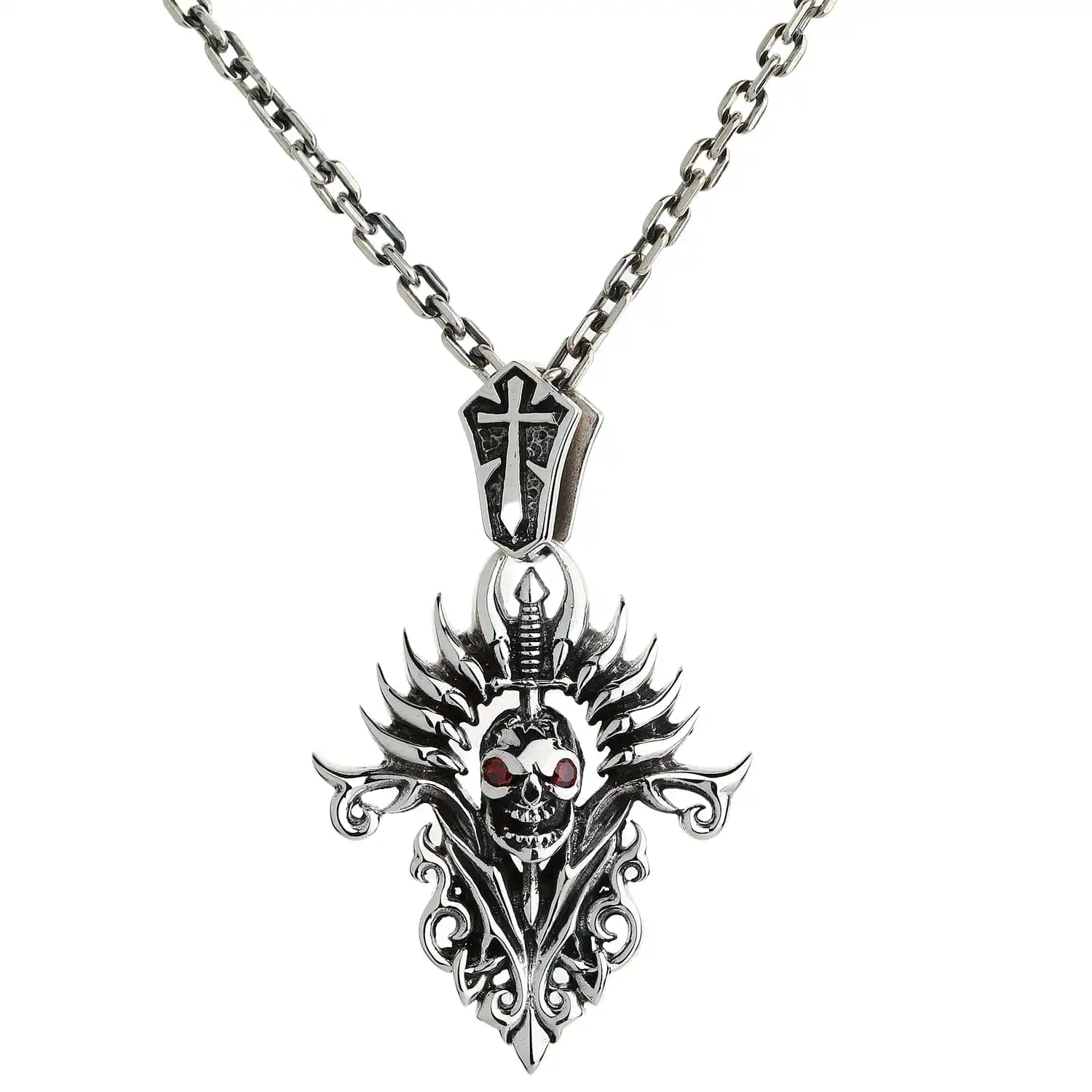 Bikerringshop Sterling Silver Blade Skull Pendant 7 Bikerringshop Sterling Silver Blade Skull Pendant - Image 5