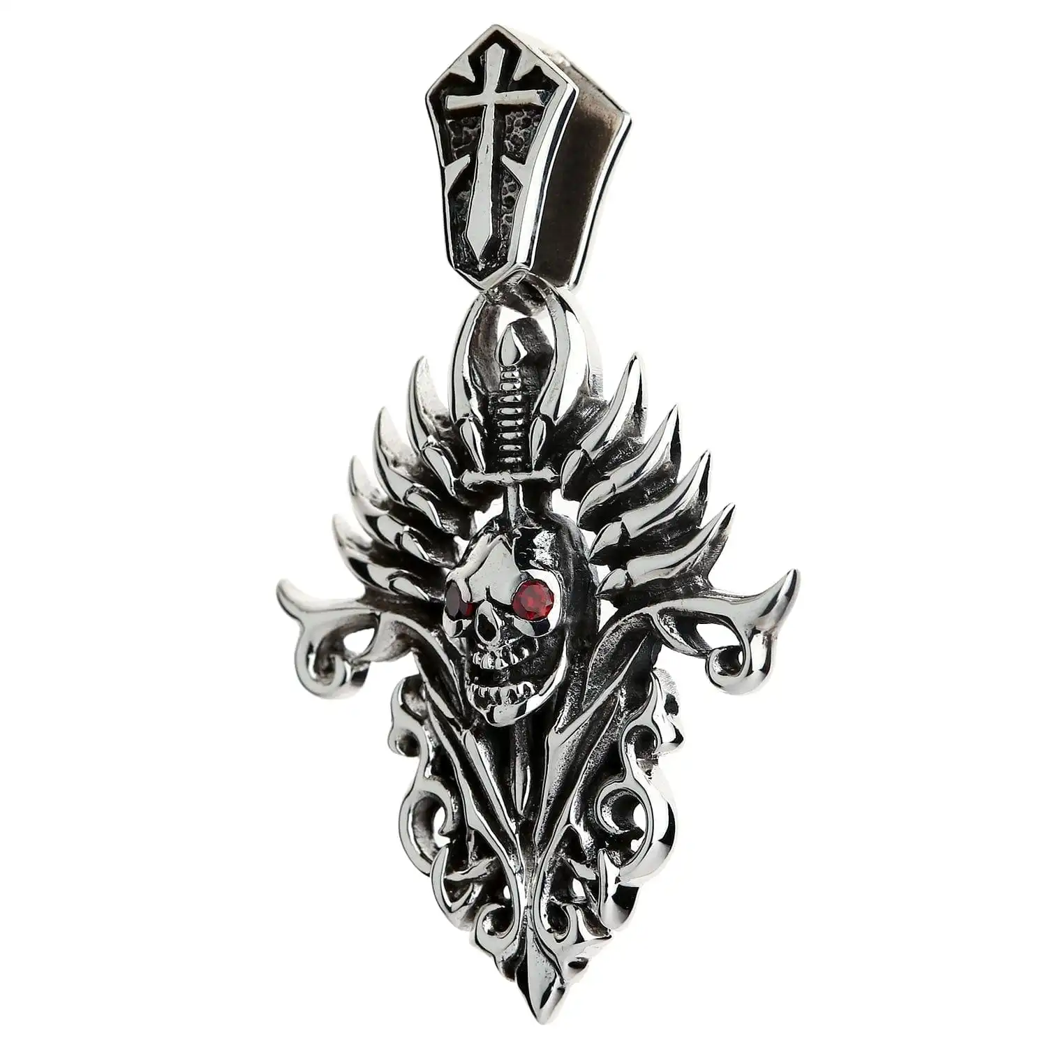 Bikerringshop Sterling Silver Blade Skull Pendant 6 Bikerringshop Sterling Silver Blade Skull Pendant - Image 4