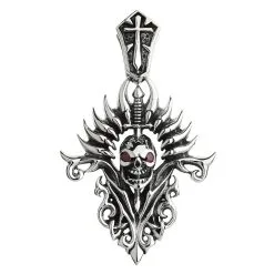 Bikerringshop Sterling Silver Blade Skull Pendant