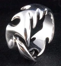 Bikerringshop Flame Blade Tribal Tattoo Sterling Silver Gothic Ring -Outlet Rings Store blade tattoo rings 5