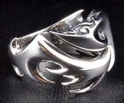 Bikerringshop Flame Blade Tribal Tattoo Sterling Silver Gothic Ring -Outlet Rings Store blade tattoo rings 6
