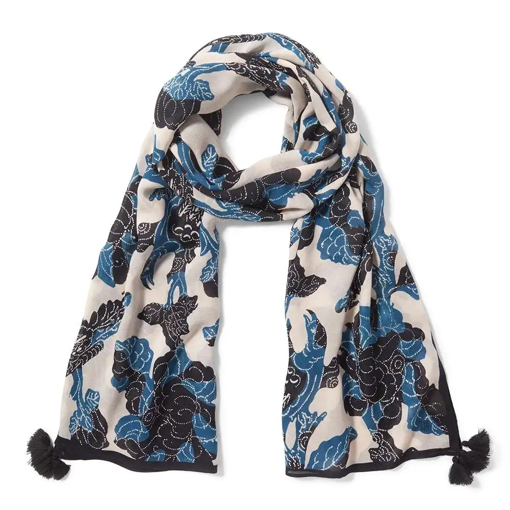 The Metropolitan Museum Of Art Blue & White Stylized Birds Oversize Oblong Scarf 3 The Metropolitan Museum Of Art Blue & White Stylized Birds Oversize Oblong Scarf