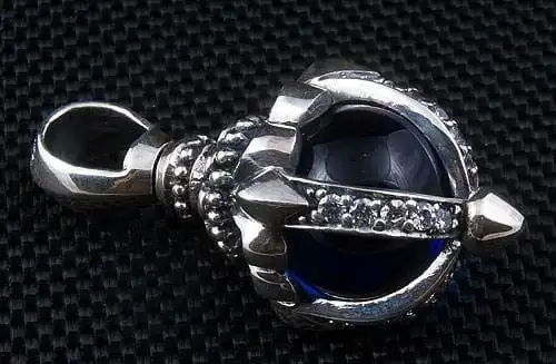 Bikerringshop Silver Blue Blossom Pendant 7 Bikerringshop Silver Blue Blossom Pendant - Image 5