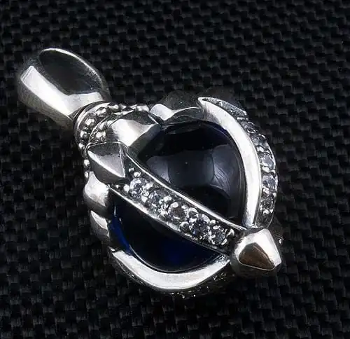 Bikerringshop Silver Blue Blossom Pendant 5 Bikerringshop Silver Blue Blossom Pendant - Image 3