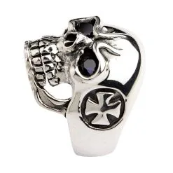 Bikerringshop Blue Eyes Skull Sterling Silver Ring -Outlet Rings Store blue eyes skull sterling silver ring 4