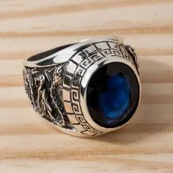 Bikerringshop Sterling Silver Sapphire Japanese Tiger Dragon Mens Ring 12 Bikerringshop Sterling Silver Sapphire Japanese Tiger Dragon Mens Ring -Outlet Rings Store blue stone mens ring 5