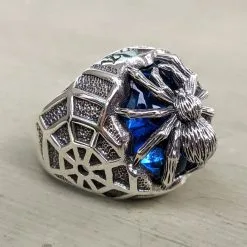 Bikerringshop Sterling Silver Blue Stone Spider Ring 10 Bikerringshop Sterling Silver Blue Stone Spider Ring -Outlet Rings Store blue stone spider ring 3