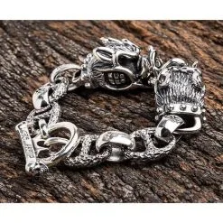 Bikerringshop Sterling Silver Boar Head Mens Bracelet 14 Bikerringshop Sterling Silver Boar Head Mens Bracelet -Outlet Rings Store boar head bracelet 3