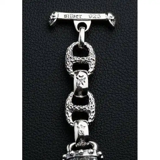 Bikerringshop Sterling Silver Boar Head Mens Bracelet 8 Bikerringshop Sterling Silver Boar Head Mens Bracelet - Image 6