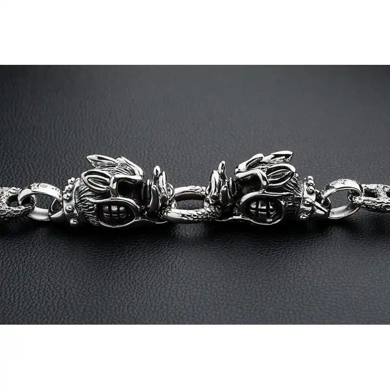 Bikerringshop Sterling Silver Boar Head Mens Bracelet 10 Bikerringshop Sterling Silver Boar Head Mens Bracelet - Image 8