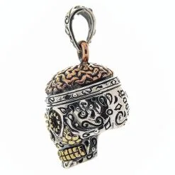 Bikerringshop Sterling Silver Brain Mexican Sugar Skull Pendant 10 Bikerringshop Sterling Silver Brain Mexican Sugar Skull Pendant -Outlet Rings Store brain sugar skull pendant 2