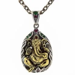 Bikerringshop Sterling Silver Hindu Amulet Brass Ganesh Pendant -Outlet Rings Store brass ganesh pendant 3