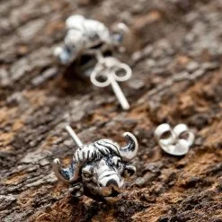 Bikerringshop Sterling Silver Bison Stud Earrings 9 Bikerringshop Sterling Silver Bison Stud Earrings -Outlet Rings Store bull bison head earrings 925 silver