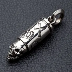 Bikerringshop Sterling Silver Skull Bullet Pendant 11 Bikerringshop Sterling Silver Skull Bullet Pendant -Outlet Rings Store bullet skull pendant 2