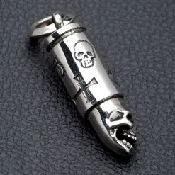Bikerringshop Sterling Silver Skull Bullet Pendant 12 Bikerringshop Sterling Silver Skull Bullet Pendant -Outlet Rings Store bullet skull pendant 4