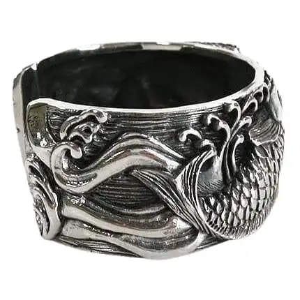 Bikerringshop Silver Carp Koi Fish Cuff Bracelet 5 Bikerringshop Silver Carp Koi Fish Cuff Bracelet - Image 3