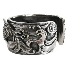 Bikerringshop Silver Carp Koi Fish Cuff Bracelet 14 Bikerringshop Silver Carp Koi Fish Cuff Bracelet -Outlet Rings Store carp koi fish cuff bracelet 6