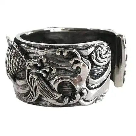 Bikerringshop Silver Carp Koi Fish Cuff Bracelet 8 Bikerringshop Silver Carp Koi Fish Cuff Bracelet - Image 6