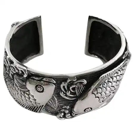 Bikerringshop Silver Carp Koi Fish Cuff Bracelet 9 Bikerringshop Silver Carp Koi Fish Cuff Bracelet - Image 7