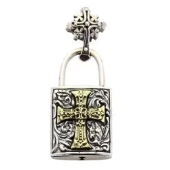 Bikerringshop Sterling Silver Celtic Cross Padlock Pendant