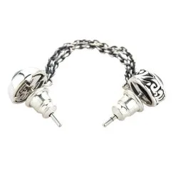 Bikerringshop Sterling Silver Double Chain Linked Punk Style Evil Eye Piercing Stud Earring -Outlet Rings Store chain punk piercing stud 6