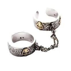 Bikerringshop Chained Double Skull Gothic Punk Ring 15 Bikerringshop Chained Double Skull Gothic Punk Ring -Outlet Rings Store chained double gothic punk ring 11