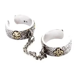 Bikerringshop Chained Double Skull Gothic Punk Ring 18 Bikerringshop Chained Double Skull Gothic Punk Ring -Outlet Rings Store chained double gothic punk ring 14