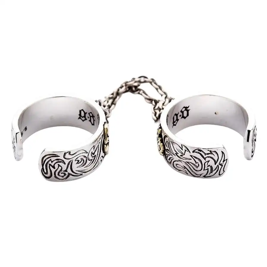 Bikerringshop Chained Double Skull Gothic Punk Ring 5 Bikerringshop Chained Double Skull Gothic Punk Ring - Image 3