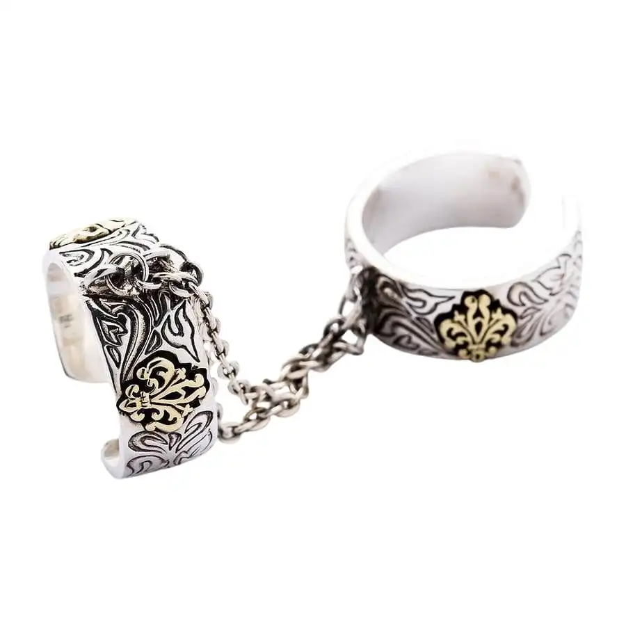 Bikerringshop Chained Double Skull Gothic Punk Ring 11 Bikerringshop Chained Double Skull Gothic Punk Ring - Image 9