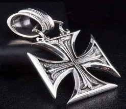 Bikerringshop Sterling Silver Chopper Cross Biker Pendant