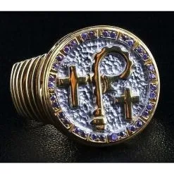 Bikerringshop Amethyst Christian Crosier Ring