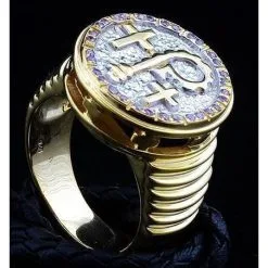 Bikerringshop Amethyst Christian Crosier Ring -Outlet Rings Store christian crosier ring 3