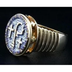 Bikerringshop Amethyst Christian Crosier Ring -Outlet Rings Store christian crosier ring 4