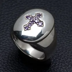 Bikerringshop Amethyst Silver Cross Christian Ring 11 Bikerringshop Amethyst Silver Cross Christian Ring -Outlet Rings Store christian silver cross ring 2