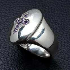 Bikerringshop Amethyst Silver Cross Christian Ring 13 Bikerringshop Amethyst Silver Cross Christian Ring -Outlet Rings Store christian silver cross ring 5