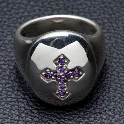 Bikerringshop Amethyst Silver Cross Christian Ring 12 Bikerringshop Amethyst Silver Cross Christian Ring -Outlet Rings Store christian silver cross ring 6
