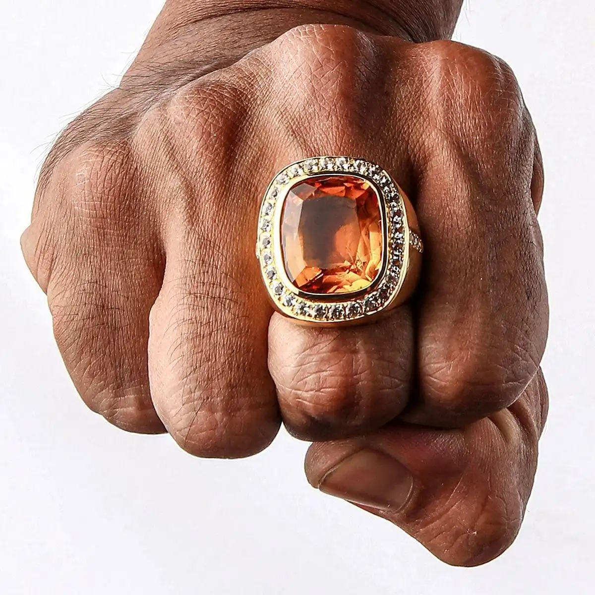 Bikerringshop Huge Yellow Gold Mens Citrine Ring 19 Bikerringshop Huge Yellow Gold Mens Citrine Ring - Image 17