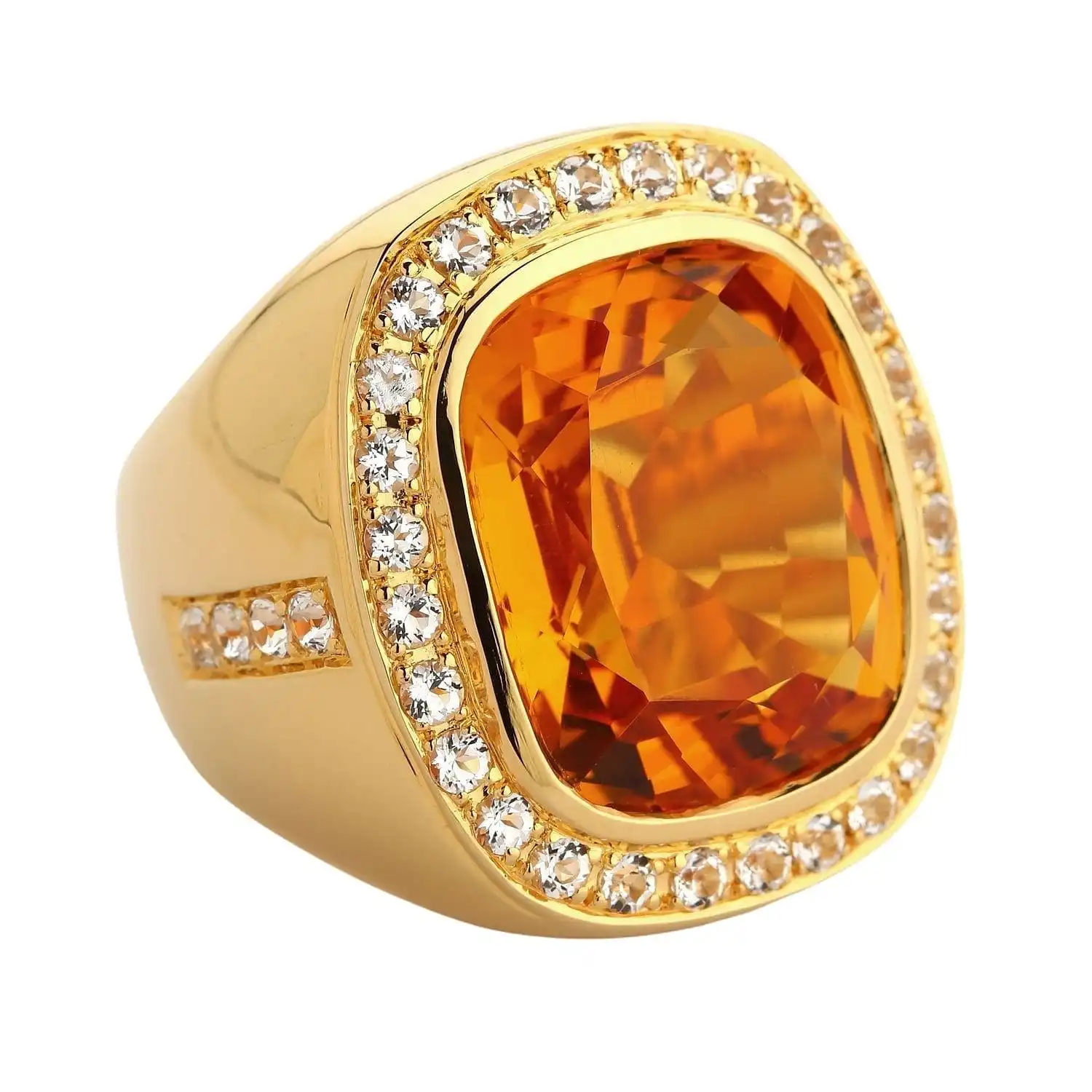 Bikerringshop Huge Yellow Gold Mens Citrine Ring 5 Bikerringshop Huge Yellow Gold Mens Citrine Ring - Image 3