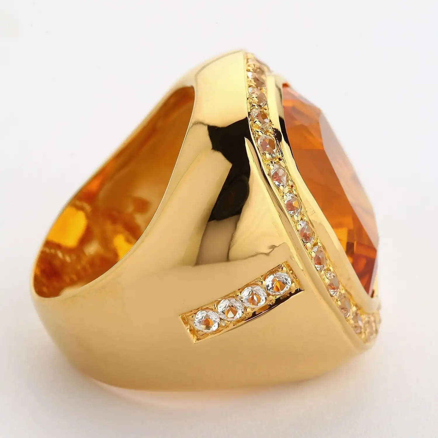 Bikerringshop Huge Yellow Gold Mens Citrine Ring 7 Bikerringshop Huge Yellow Gold Mens Citrine Ring - Image 5