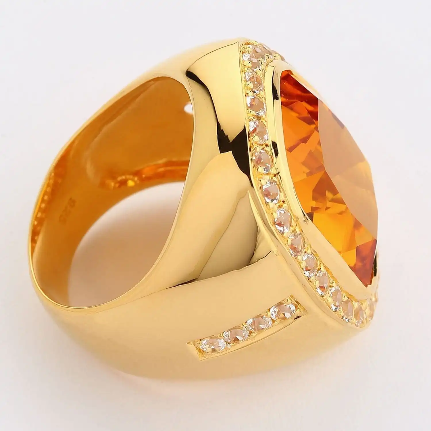 Bikerringshop Huge Yellow Gold Mens Citrine Ring 10 Bikerringshop Huge Yellow Gold Mens Citrine Ring - Image 8