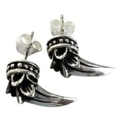 Bikerringshop Silver Claw Tribal Earrings