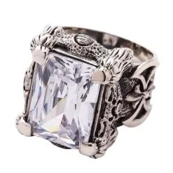 Bikerringshop Sterling Silver Diamond Dragon Claw Ring -Outlet Rings Store clear diamond dragon claw ring 3