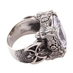 Bikerringshop Sterling Silver Diamond Dragon Claw Ring -Outlet Rings Store clear diamond dragon claw ring 4