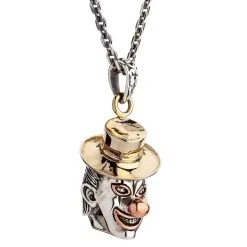 Bikerringshop Sterling Silver Clown Pendant Necklace -Outlet Rings Store clown necklace 4