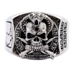 Bikerringshop Sterling Silver Cobra Skull US Army Sniper Ring