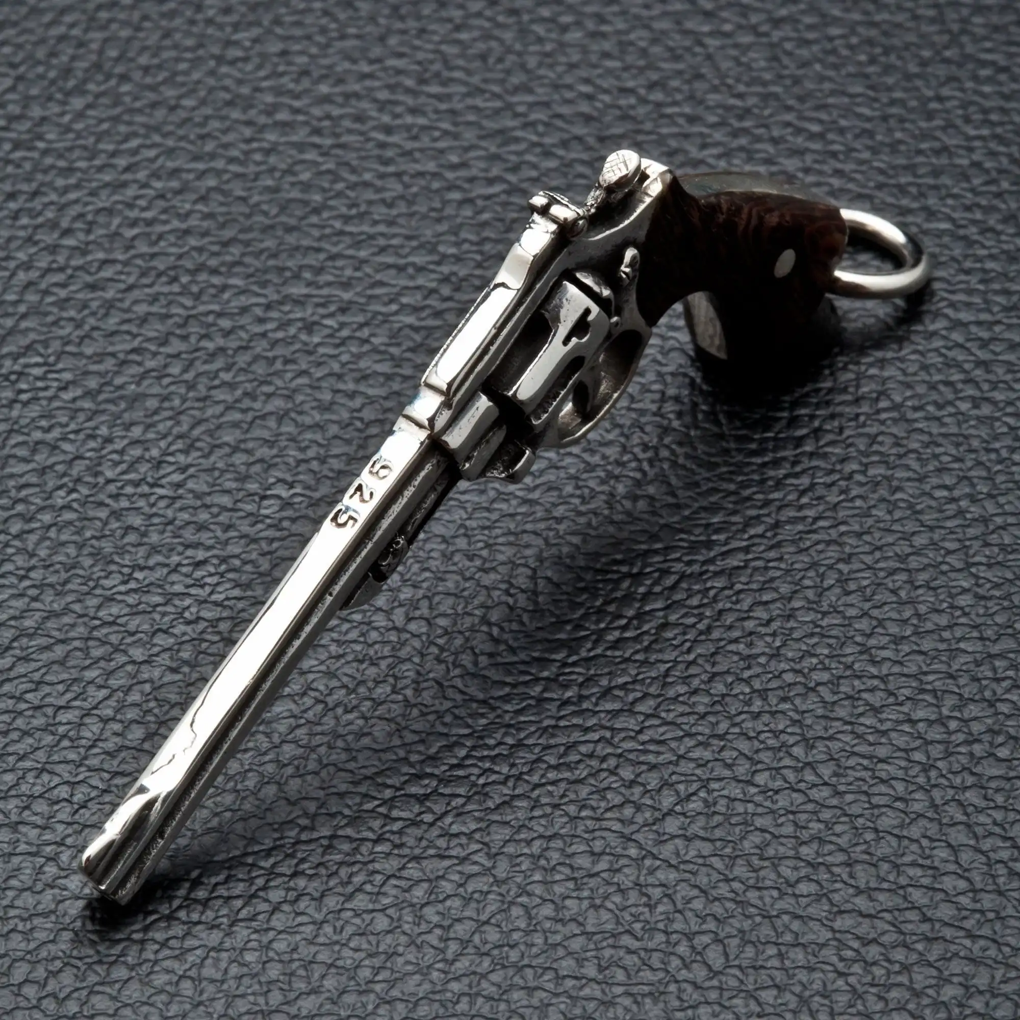 Bikerringshop Sterling Silver Wood Cowboy Gun Revolver Pendant 6 Bikerringshop Sterling Silver Wood Cowboy Gun Revolver Pendant - Image 4