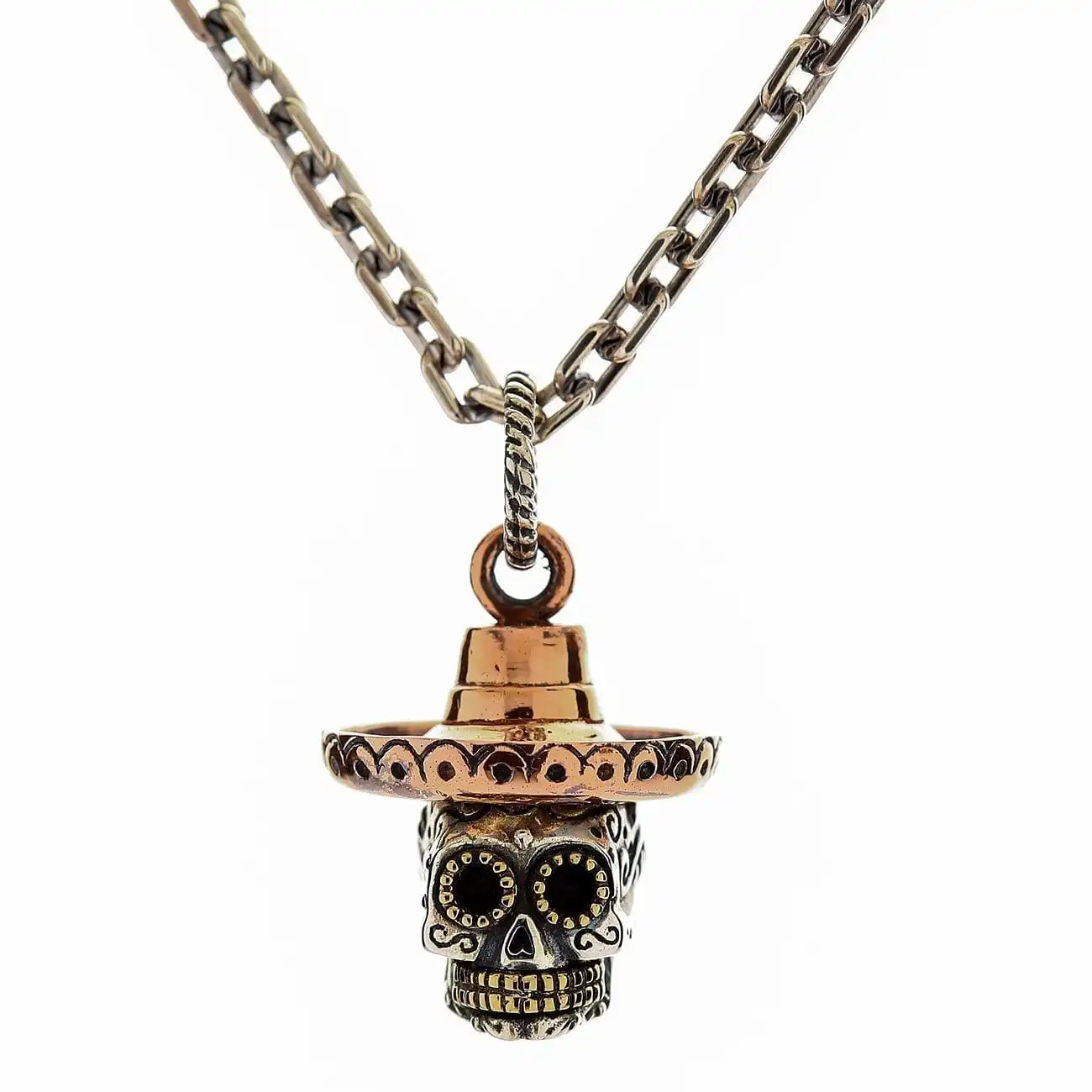 Bikerringshop Cowboy Mexican Sugar Skull Pendant 6 Bikerringshop Cowboy Mexican Sugar Skull Pendant - Image 4