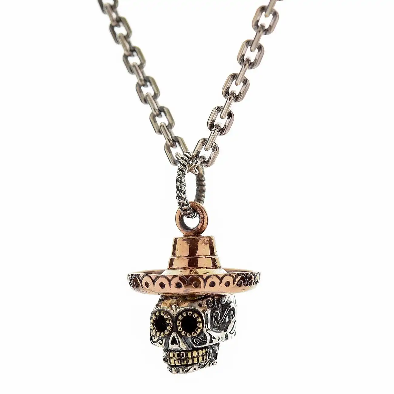 Bikerringshop Cowboy Mexican Sugar Skull Pendant 9 Bikerringshop Cowboy Mexican Sugar Skull Pendant - Image 7