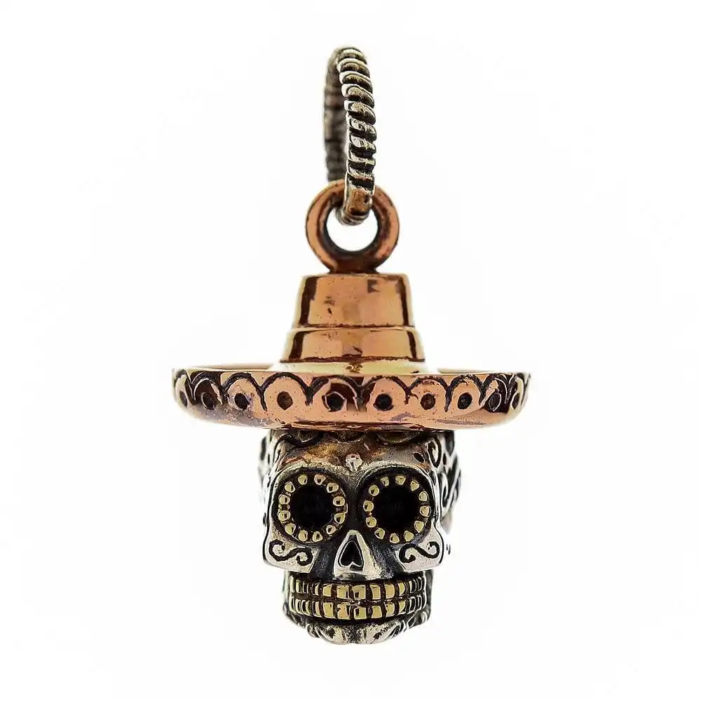 Bikerringshop Cowboy Mexican Sugar Skull Pendant 4 Bikerringshop Cowboy Mexican Sugar Skull Pendant - Image 2