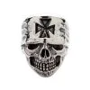 Bikerringshop Sterling Silver Cross Bandana Biker Skull Ring -Outlet Rings Store cross bandana biker skull ring